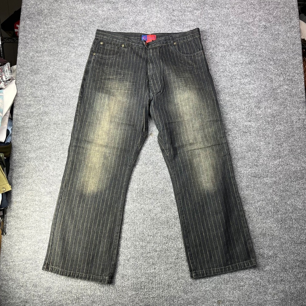 VTG Deadstock Y2K Super S Jeans Men's Denim Hickory Pinstripe Classic - 36X29.5